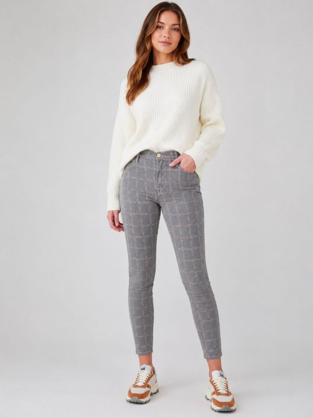 Frame Le High Skinny Crop Pants Window Pane Plaid Size 27
